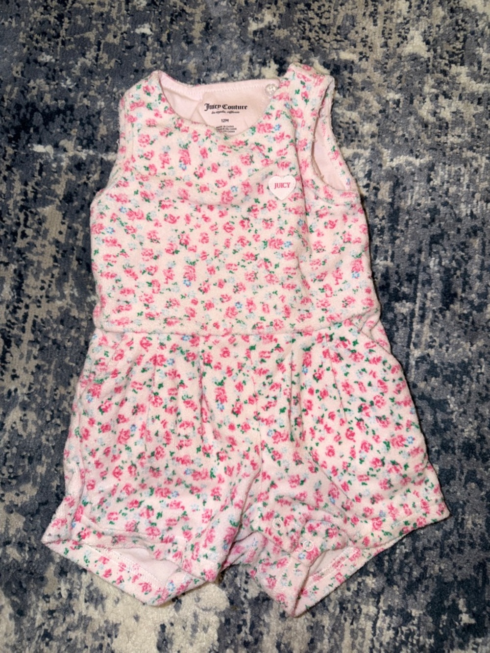 Juicy Couture Pink Floral Knit Girls' Romper